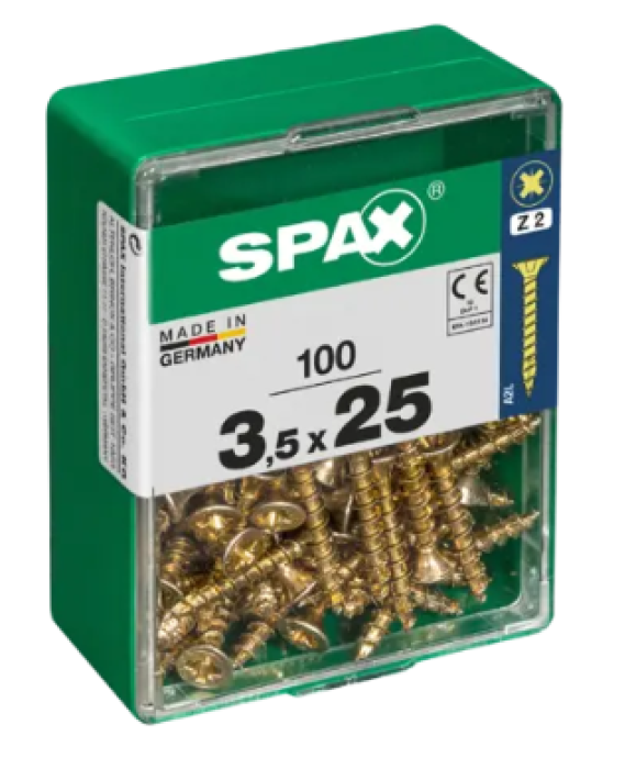 SPAX Universalschraube YELLOX, 3.5 x 25 mm, 100 Stück, Senkkopf, Kreuzschlitz Z, 4081020350252